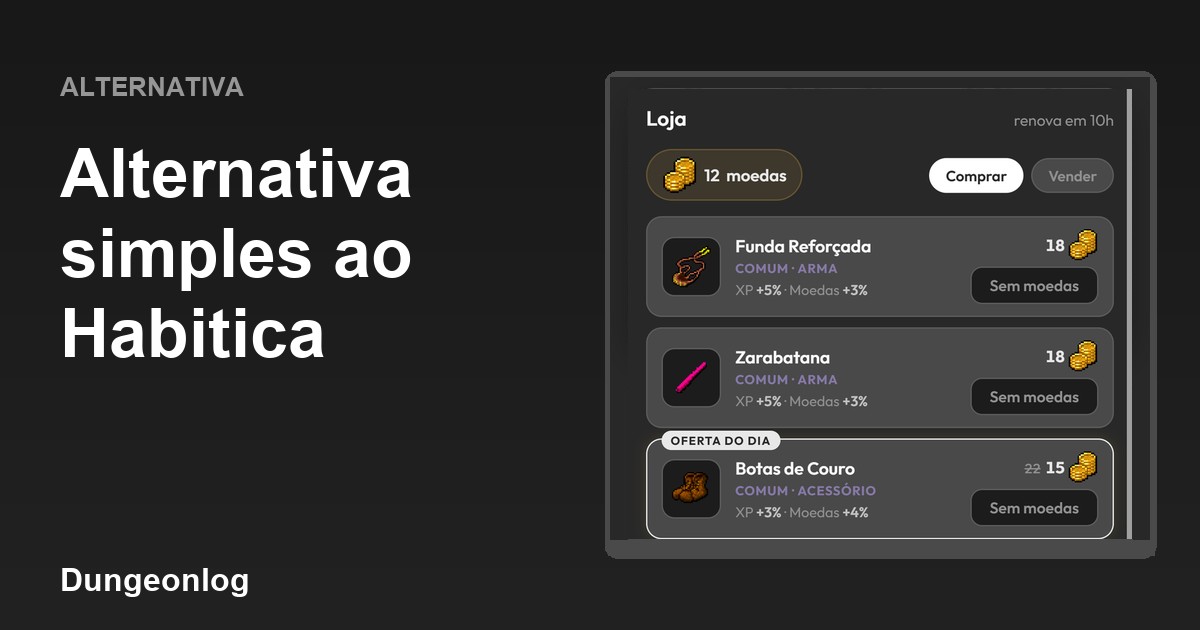 Alternativa ao Habitica: Dungeonlog, um RPG de tarefas mais simples