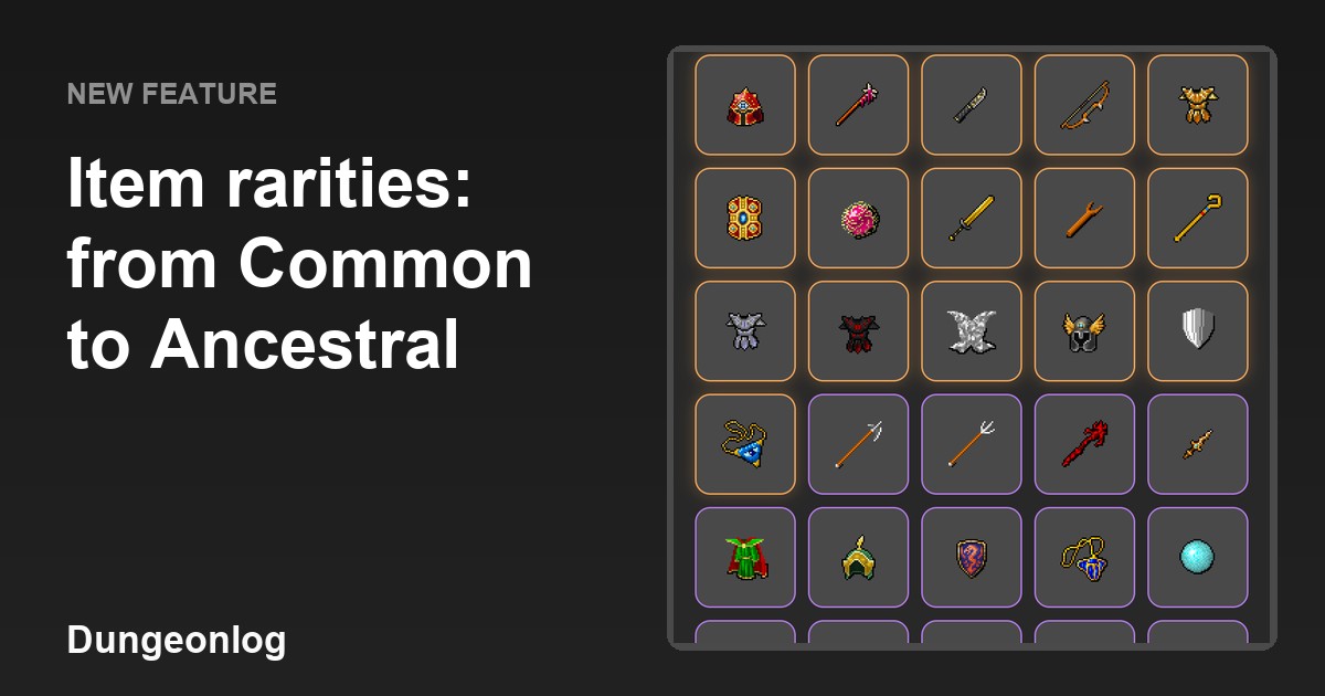 Item rarities in Dungeonlog: from Common to Unique
